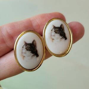 Cute Cat Earrings ~ Crafts ~ Assemblage ~ Repurpose ~ Pierced - No Backs